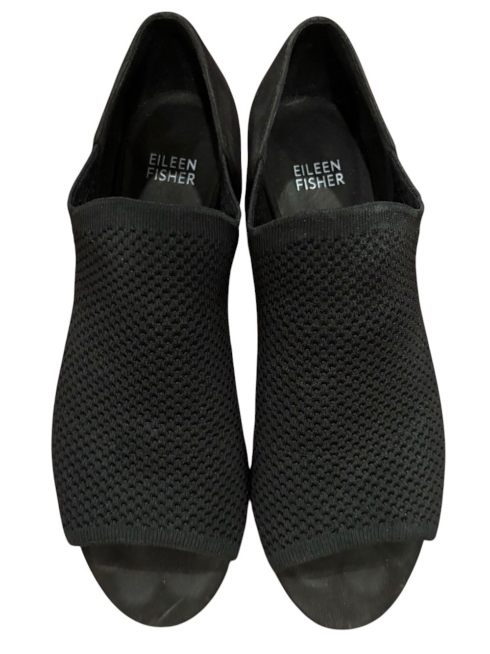 Eileen Fisher Ferris Mesh Sandal With Cutout Sides Block Heel, Open Toe, Size 8